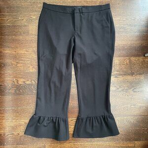 Pink Tartan Ruffle Hem Cropped Flare Trouser Black Pants-Size 14